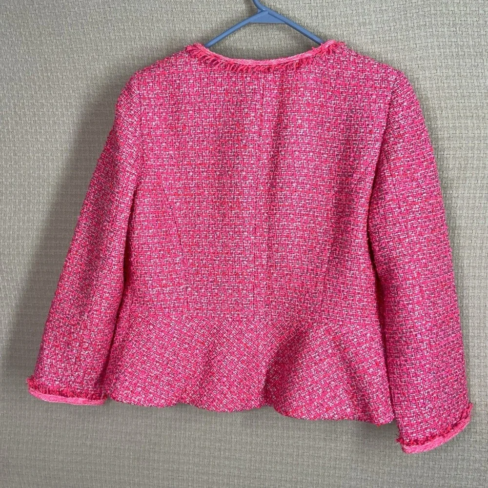 Talbots Pink Tweed Peplum Blazer Sz 6 Jacket Career Church Preppy New$169 Barbie